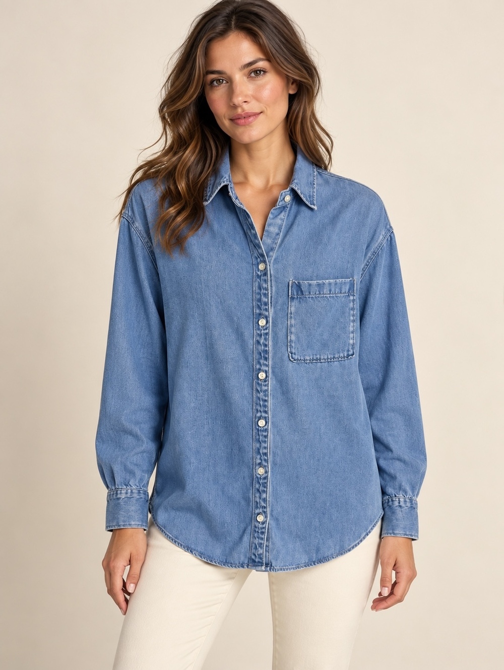 Abercrombie & Fitch Oversized Blue Lyocell Denim Shirt – Small